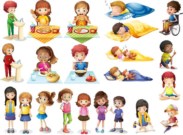 孩子和不同的日常活动图片下载