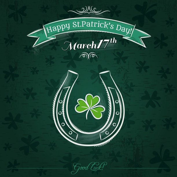 有马蹄铁的圣帕特里克节绿卡图片下载