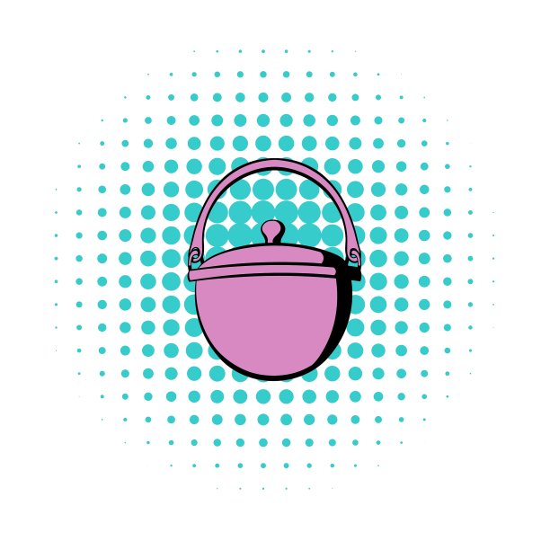 传统烹饪大锅图标漫画风格图片下载