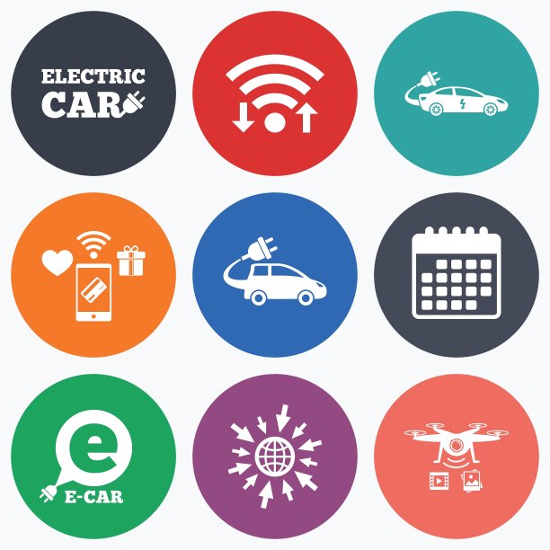 电动汽车标志轿车和掀背式运输图片下载