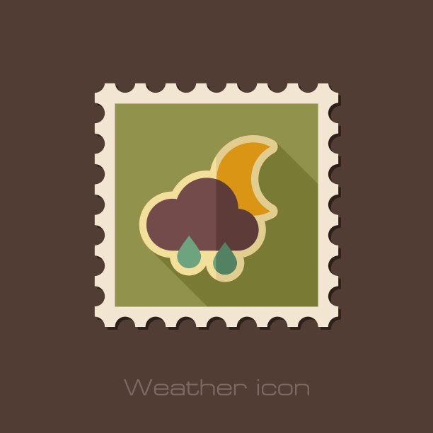 雨云月亮平邮票气象天气图片下载