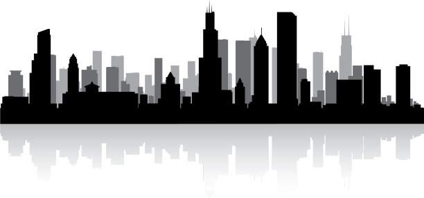 美国芝加哥城市天际线剪影图片下载