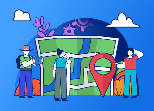 联系人，地图坐标，在线出租车服务概念素材图片