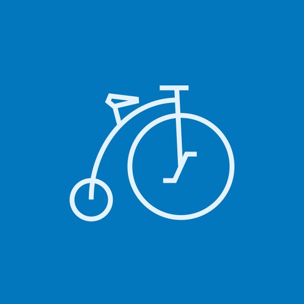 旧自行车与大车轮线图标图片下载