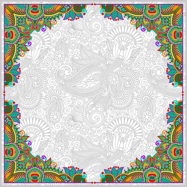 花复古框乌克兰民族风格图片下载