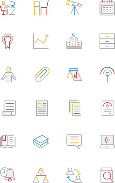 学校和教育彩色线图标图片下载