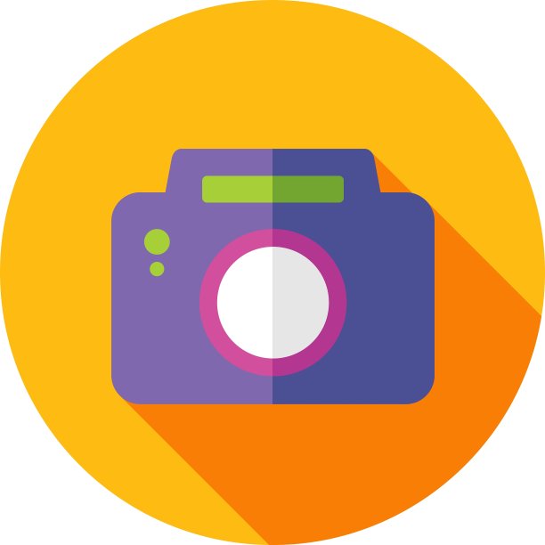 相机平面图标与长阴影图片下载