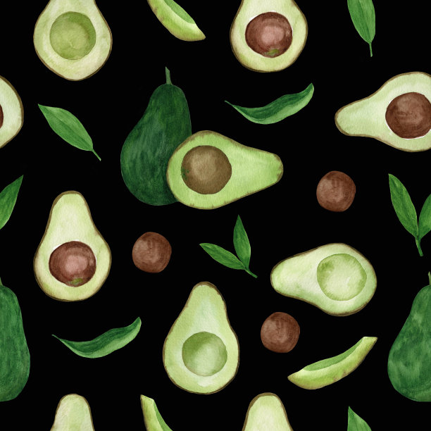 水彩牛油果的创意布局图片下载