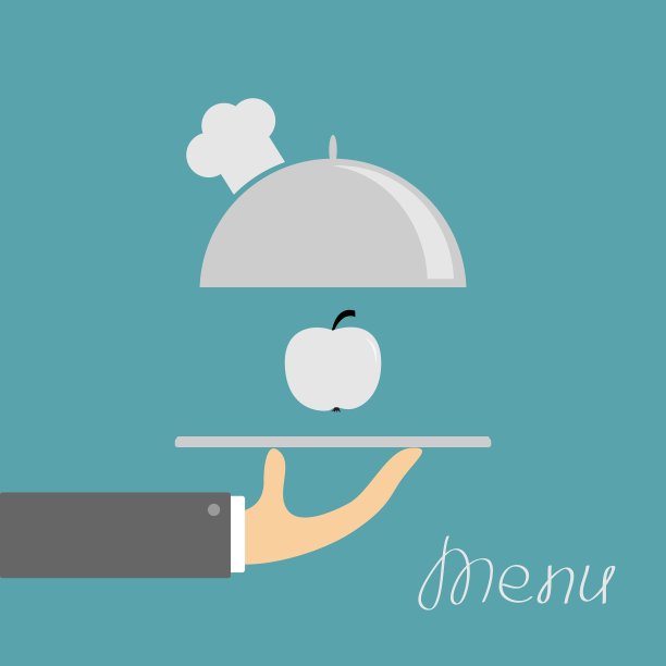 手拿银盘钟环与厨师帽图片下载