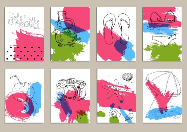 贺卡集可爱复古海图片下载