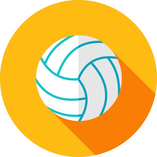排球平面图标与长影子图片下载