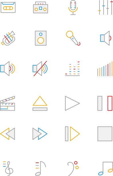 音乐彩色轮廓图标图片下载