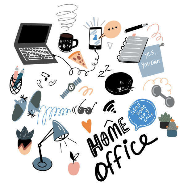 家庭办公室元素矢量素材图片下载