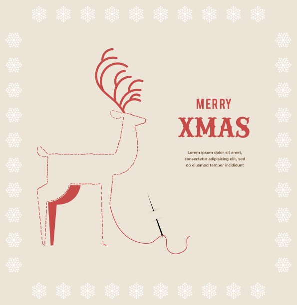 在贺卡上绣上圣诞鹿图片下载