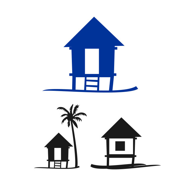 收集小尼帕小屋在白色的背景上图片下载