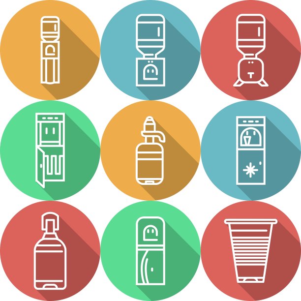 项目为水冷却器彩色图标图片下载