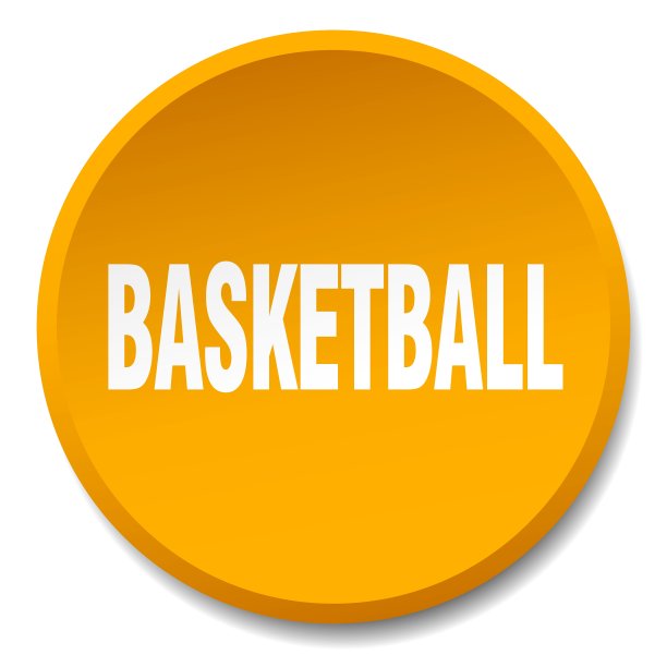 篮球橙色圆形平板孤立按钮图片下载