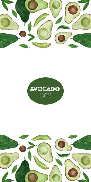 水彩牛油果的创意布局图片下载