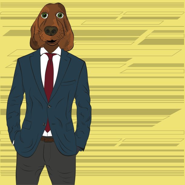 手绘的狗的肖像图片下载