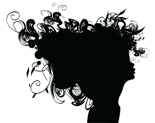 美女用玫瑰和叶子剪影图片下载