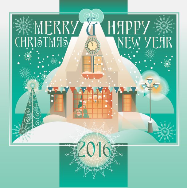 圣诞设计与住宅冬季景观图片下载