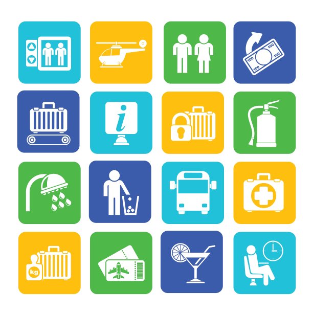 剪影机场和交通图标图片下载