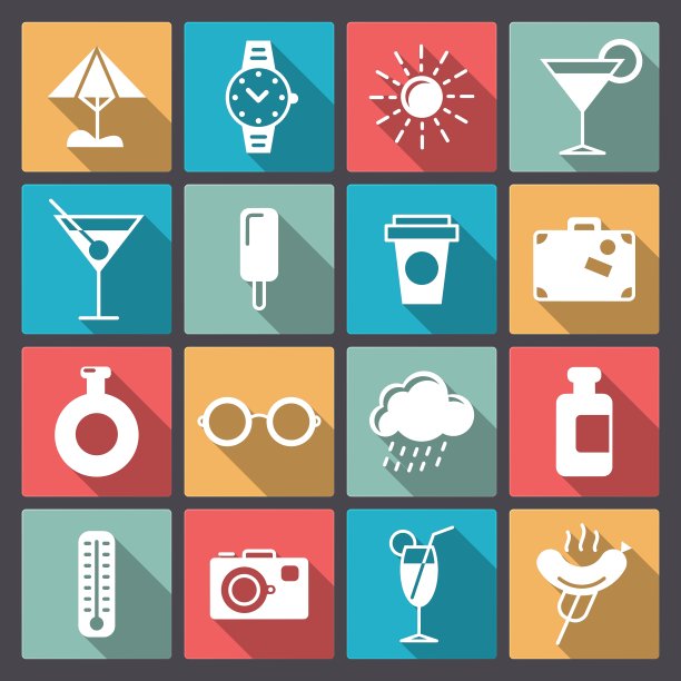 一组休息图标在平面设计图片下载