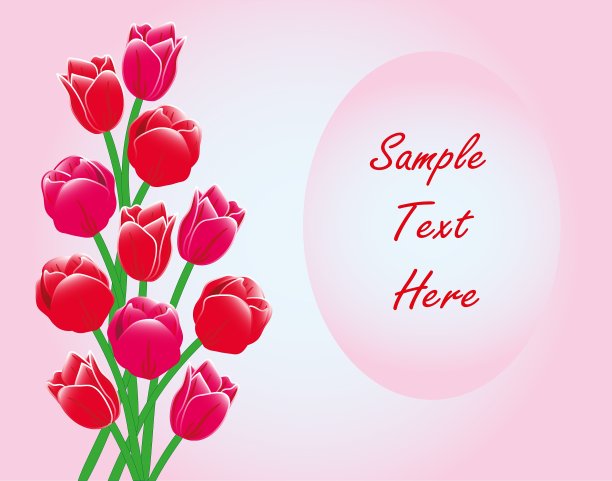 红色郁金香框架卡与文本图片下载