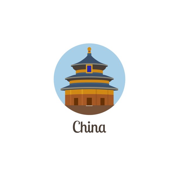 中国地标孤立圆形图标图片下载