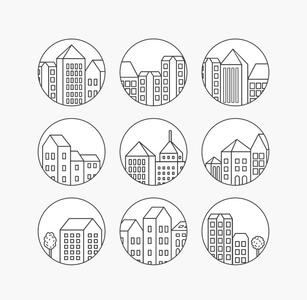 线性城市图标集图片下载