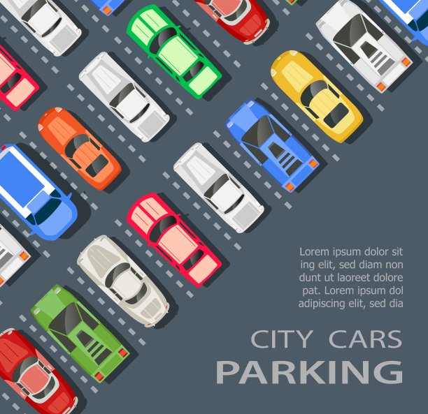 俯视图的一个城市停车场图片下载