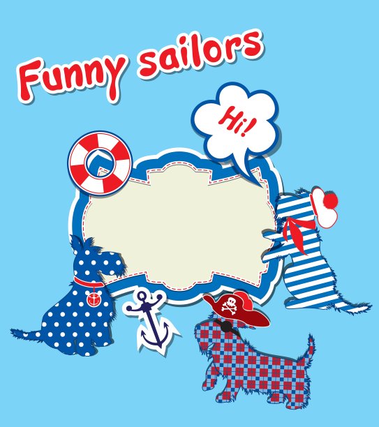 卡片与有趣的苏格兰梗狗-水手图片下载