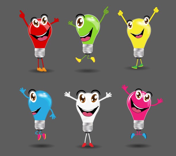 创意灯泡创意与卡通人物图片下载