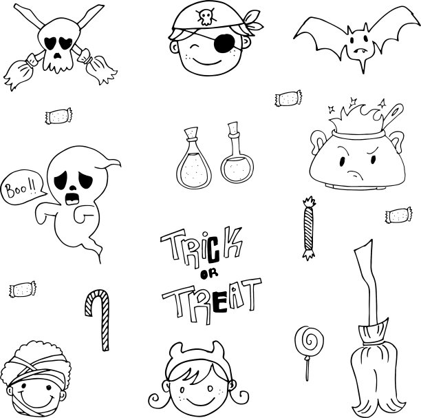 幽灵和人物在涂鸦万圣节图片下载