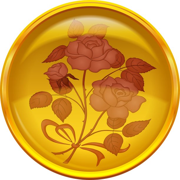 有玫瑰花束标志的纽扣图片下载