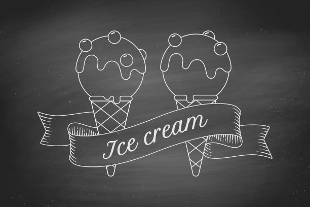 甜筒冰淇淋勺和复古雕刻图片下载