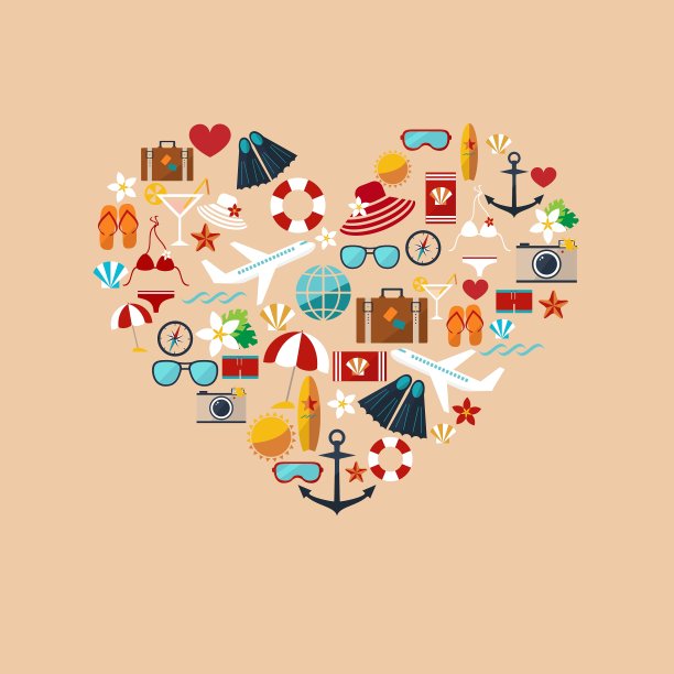 从夏季图标的心脏颜色图片下载