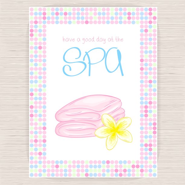 温泉派对邀请与彩色马赛克框架图片下载