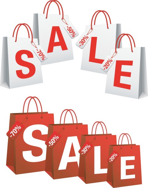 与购物袋和标签出售图片下载