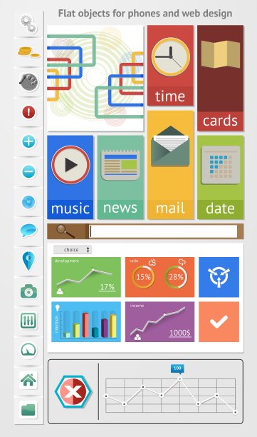 用于手机和网页设计的平面物体图片下载