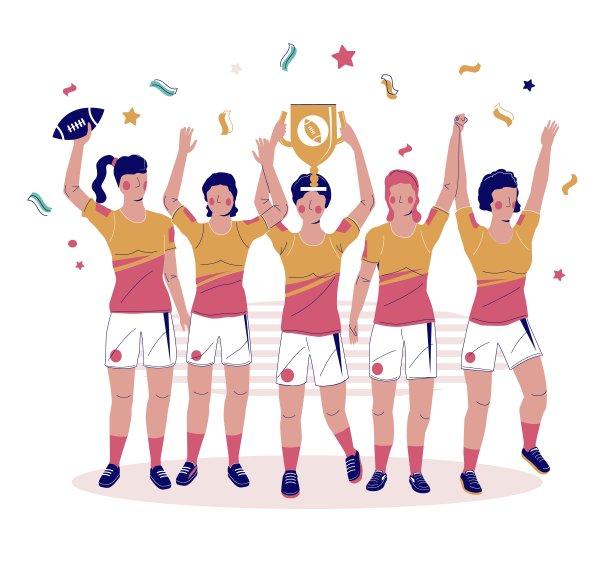 女子橄榄球锦标赛，矢量平面风格设计插画图片下载