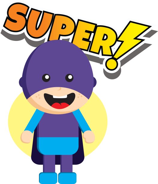 平直风格的超级英雄角色头像在丝带上图片下载