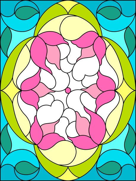 彩色玻璃窗玻璃窗的花卉图案构成图片下载