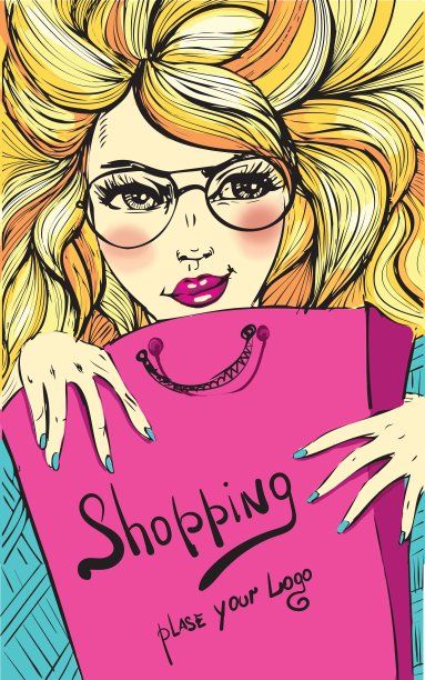 时尚购物的女孩图片下载