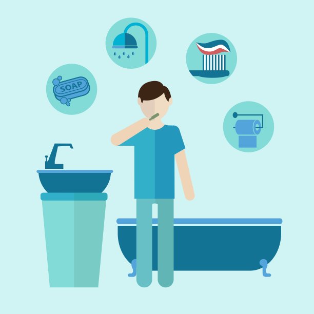 个人护理牙齿护理彩色浴室单位图片下载