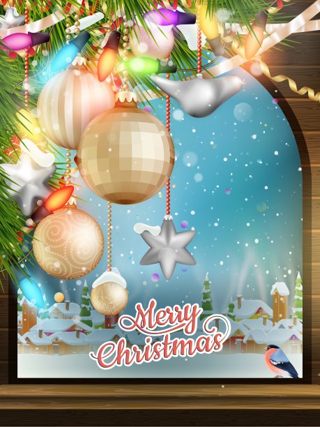圣诞主题窗用一种EPS 10图片下载