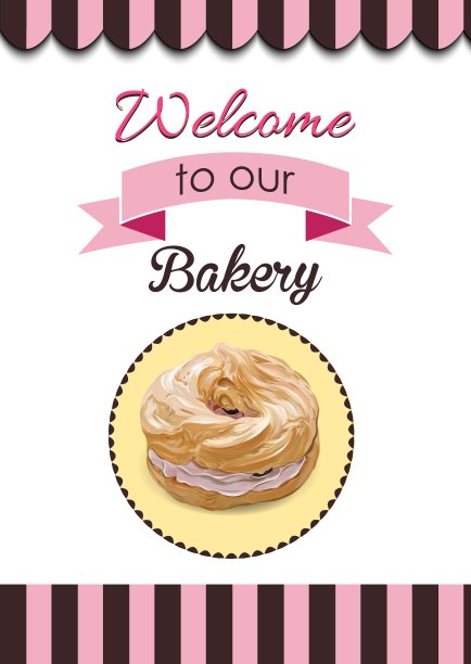 复古甜甜圈海报促销标志图片下载