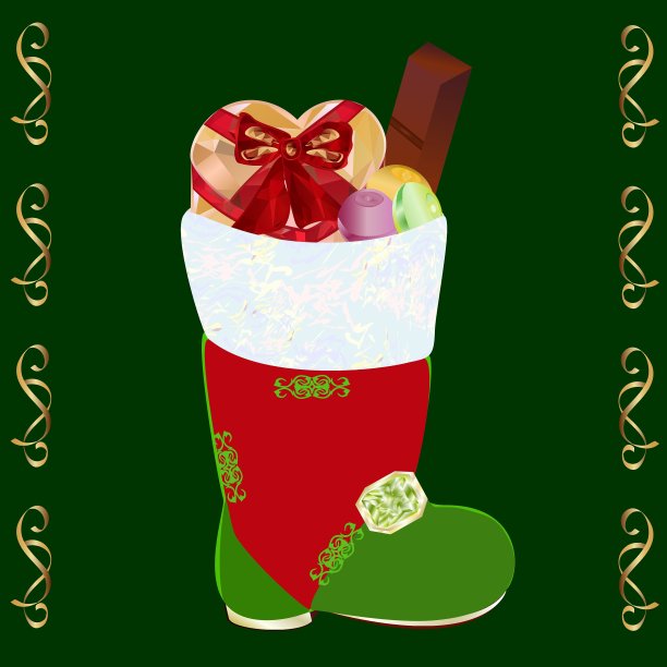带礼物的圣诞靴图片下载