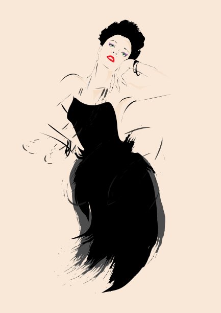 素描风格的时尚女孩图片下载