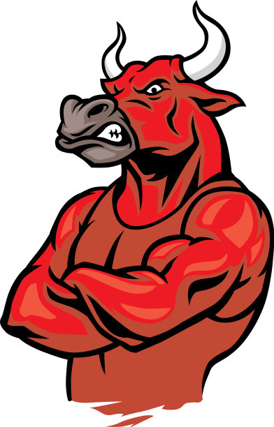 公牛在交叉手臂的姿势和显示肌肉图片下载